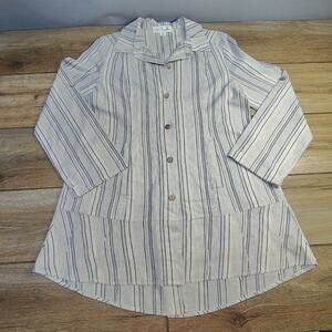 Simply Noelle Striped Linen Blend Small High-Low Tunic Shirt Boho chic